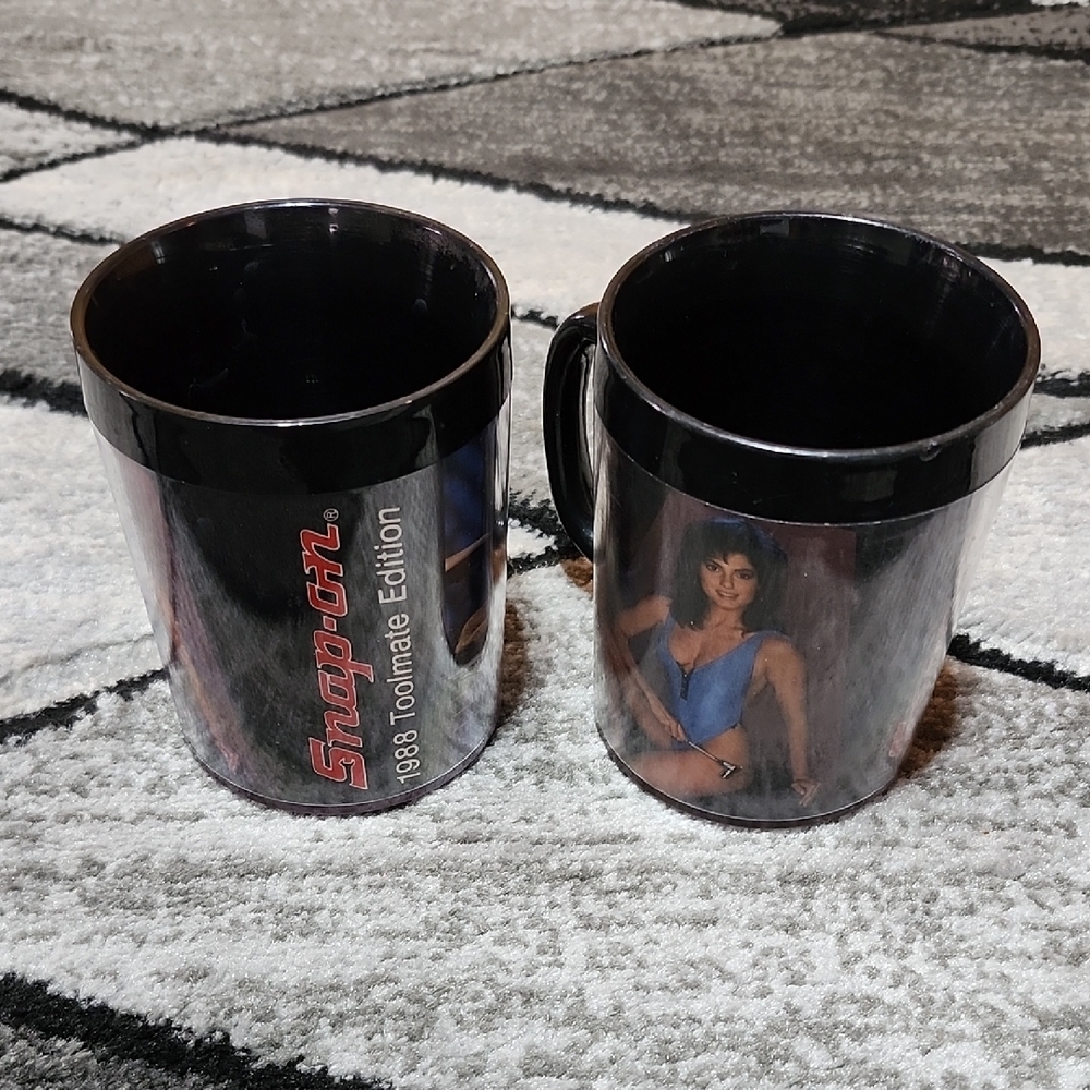 1988 SNAP-ON TOOLMATE EDITION DAWN PIN-UP STYLE PLASTIC THERMO SERV. MUG BUNDLE